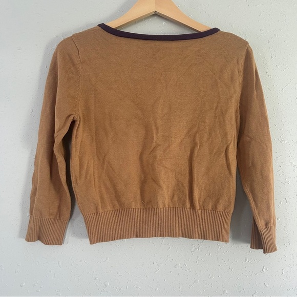 Knitted Dove Tan Floral Embroidered Cardigan Sweater Casual Neutral Medium - Picture 5 of 7